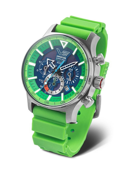 Vostok Europe Expedition Часовник Хронограф Слънчева с Син Кожено Каишка