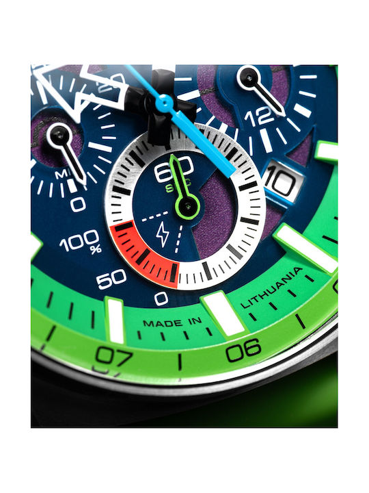 Vostok Europe Expedition Часовник Хронограф Слънчева с Син Кожено Каишка