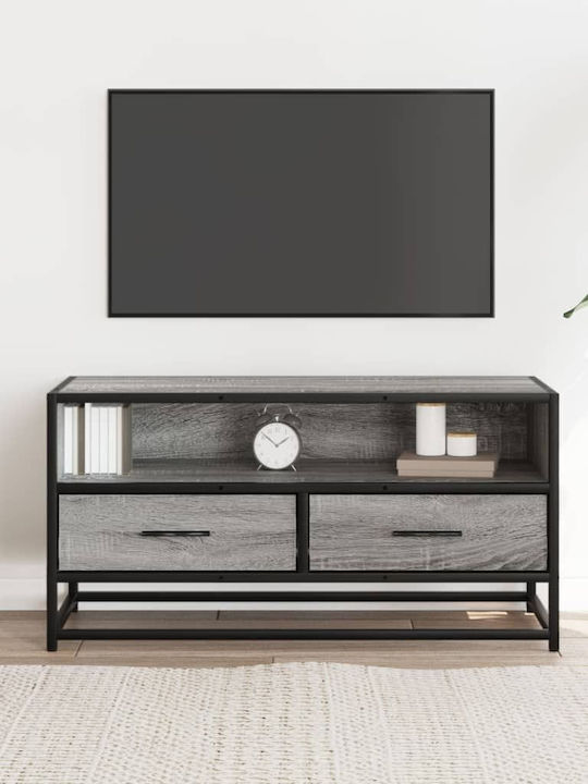 TV-Ständer aus Metall & Holz in Grau Sonoma M80xT34.5xH40cm
