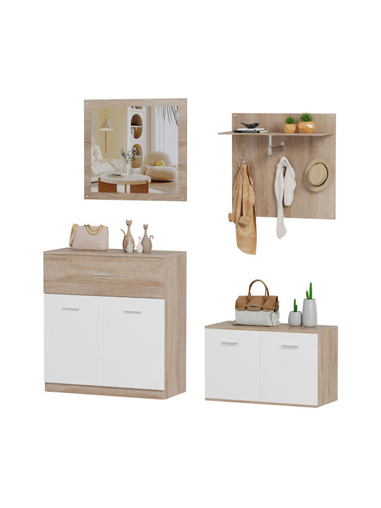 Dionne Eingangsmöbel mit Spiegel / Garderobe & Schuhschrank Shona-white 160x35x160cm