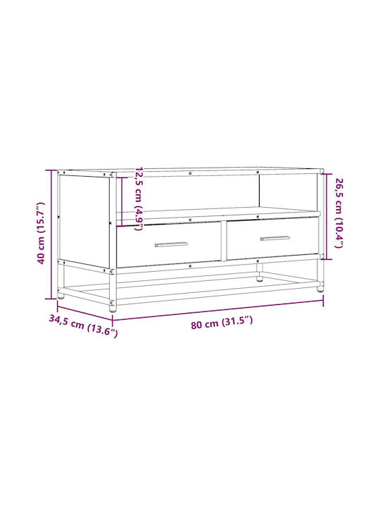 TV-Ständer aus Metall & Holz in Grau Sonoma M80xT34.5xH40cm