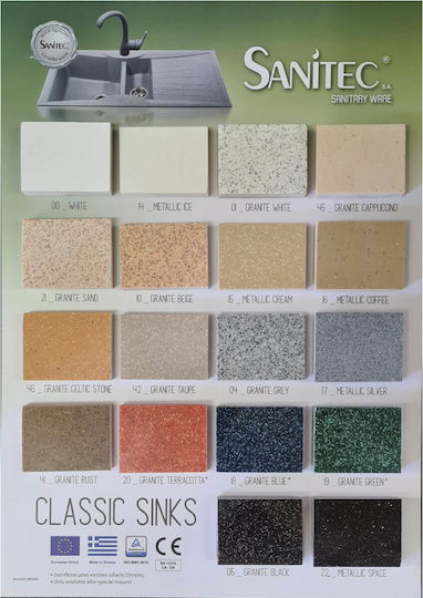 Sanitec Classic Drop-In Chiuvetă din Granit Sintetic L86xW50cm Granite Cappuccino