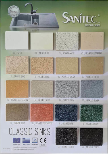 Sanitec Classic Drop-In Sink Synthetic Granite W40xD50cm Metallic Space