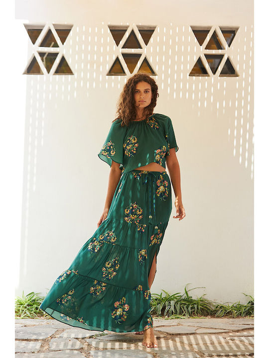 Cristina Beautiful Life Maxi Skirt in Green color