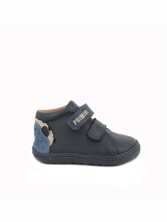 Primigi Anatomical Leather Kids Boots with Velcro Blue