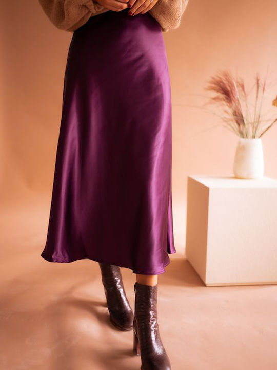 Satin Fustă Maxi plum