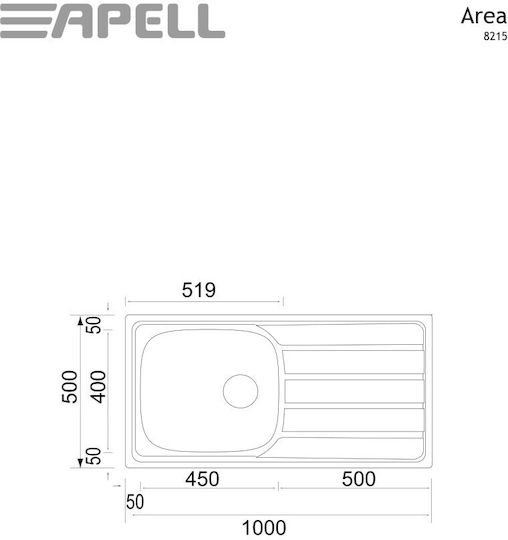 Apell Area 8215 8215-110 Drop-In Spüle Inox Satiniert B100xT50cm Silber