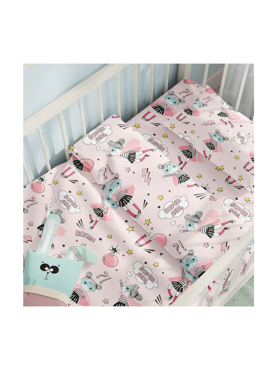 Cokitex Baby Sheets Set Crib Cotton Ballet Pink 125x175cm 3pcs