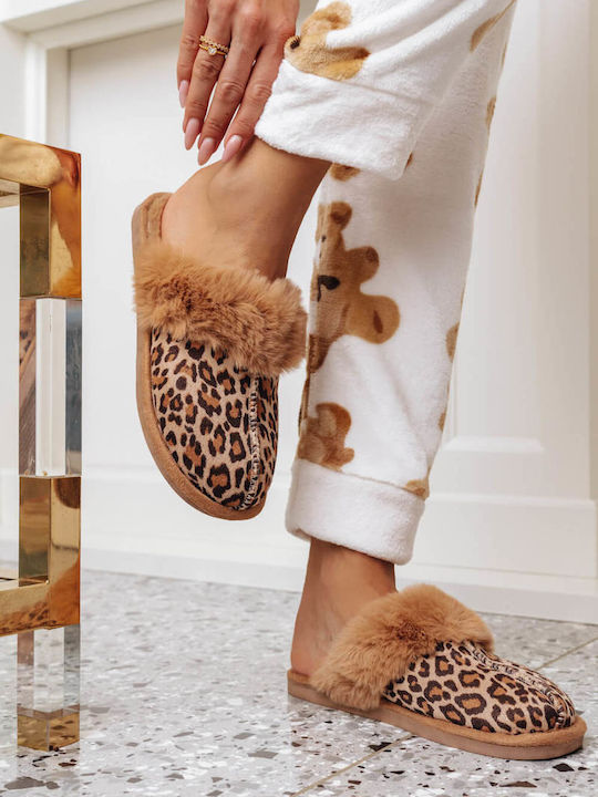 Leopard Warm Furry Slippers Animal Print