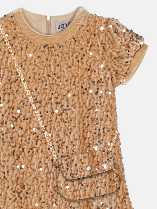 Joyce Children's Dress with Sequins Gold