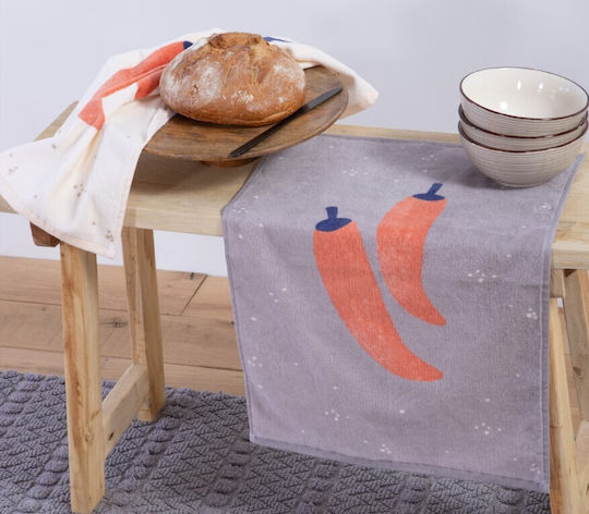 Nef-Nef Homeware Velour Peppers Ecru Tea Towel from 100% Cotton in Ecru Color 40x60cm