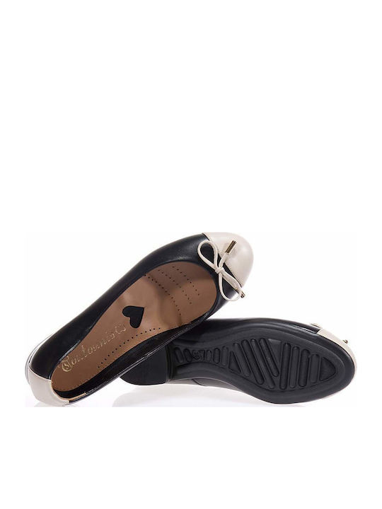 Lederne Damen Ballerinas in Schwarz Farbe