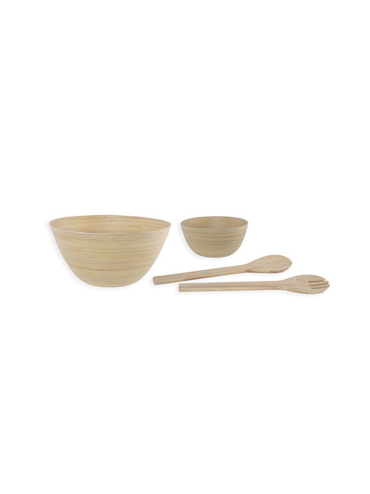 Nef-Nef Homeware Casta Bamboo Serving Bowl Μπεζ with Diameter 14εκ. 1pcs