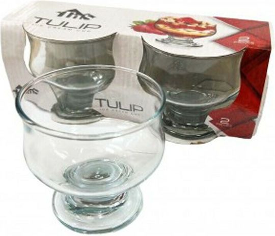 TnS Ice Cream Serving Bowl Round Glass Transparent 2pcs 03-950-3572