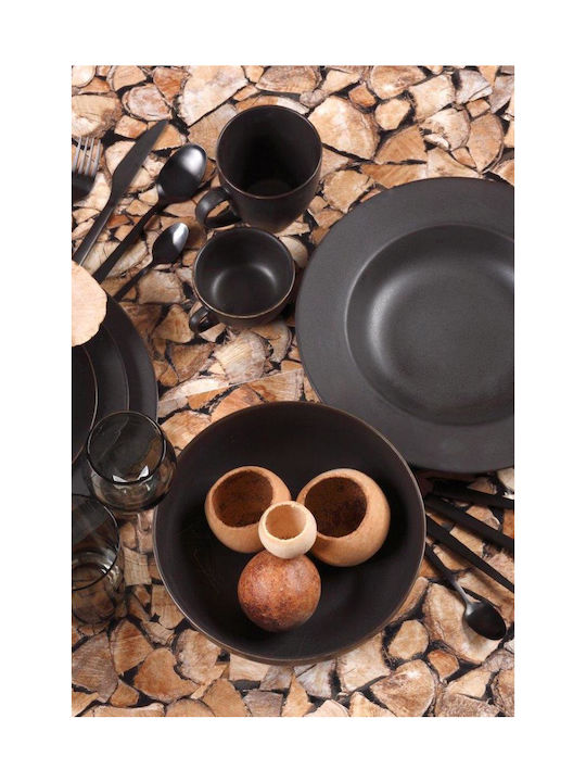 Cryspo Trio Cereal Serving Bowl Round made of Porcelain Black with Diameter 16cm