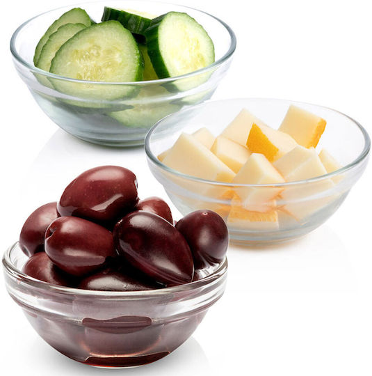 Alpina Appliances Serving Bowl Round Glass Transparent with Diameter 9cm 3pcs