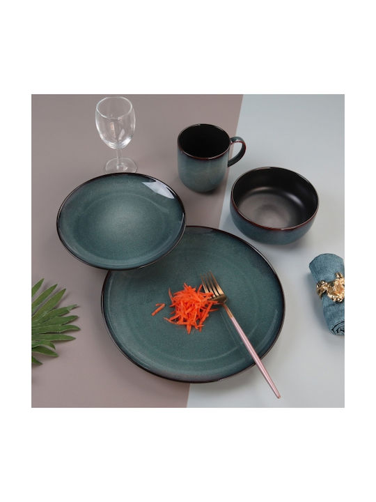 Cryspo Trio Servierschüssel Rund Keramik Blau mit Durchmesser 15cm 6Stück
