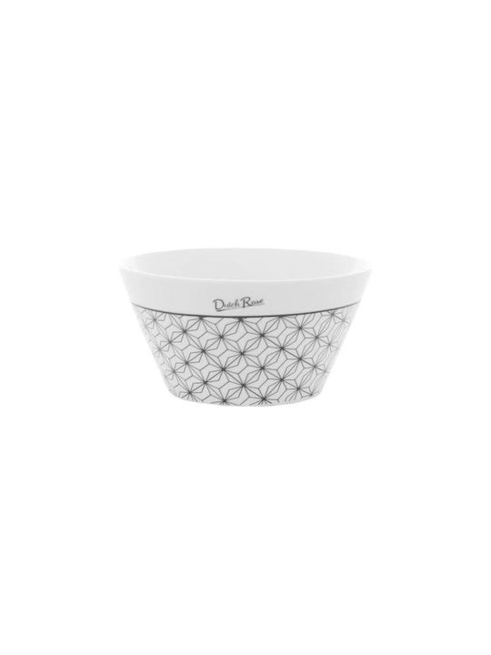 Dutch Rose Star Cereal Serving Bowl Round made of Porcelain Black & White with Diameter 14cm
