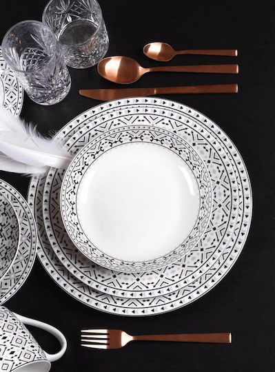 Cryspo Trio Nostro Cereal Serving Bowl Round made of Porcelain White with Diameter 16cm