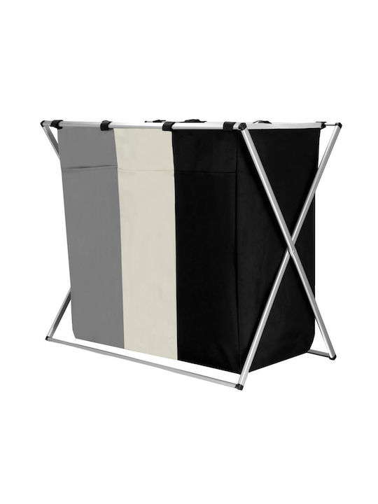Laundry Basket 3 Compartments Aluminum Frame 60x40x68cm 146 Liters