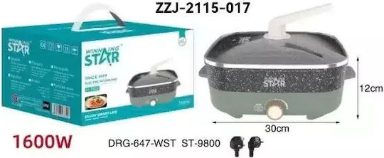 Winstar St-9800 Teppanyaki Gerät mit einstellbarem Thermostat 1600W 30x12cm