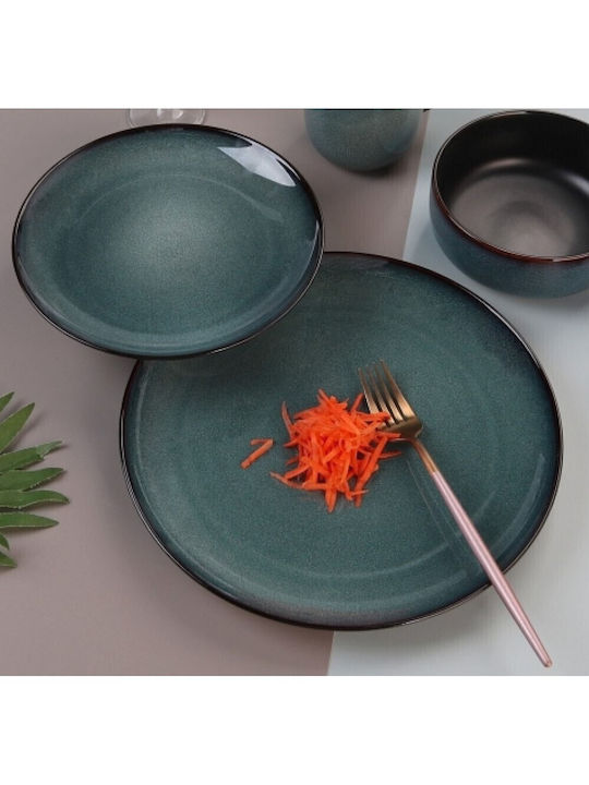 Cryspo Trio Plate Desert Ceramic Blue with Diameter 21cm