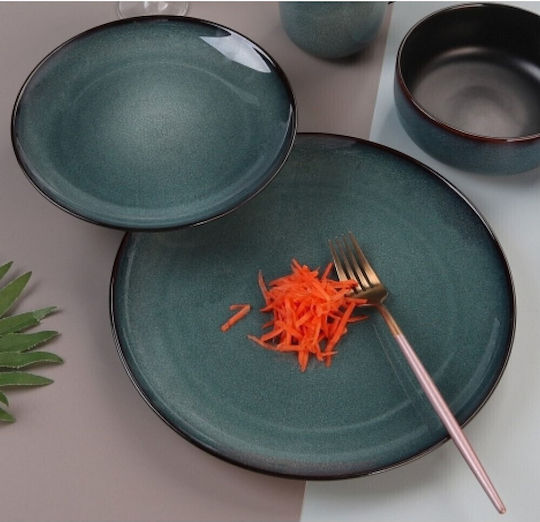 Cryspo Trio Plate Shallow Ceramic Blue with Diameter 27cm