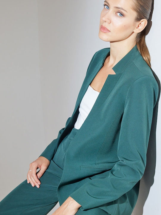 Enzzo Lang Damen Mittellang Blazer Forest