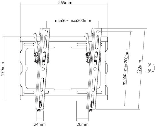 Sbox PLB-3422T-2 Βάση Τηλεόρασης Τοίχου Ασημί