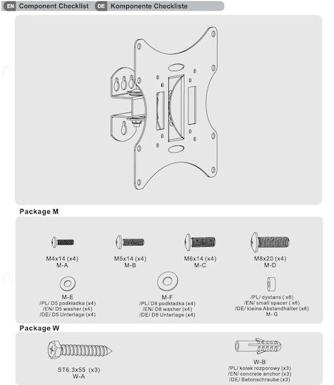 Maclean Energy MC-501A B MC-501A Wall TV Mount up to 42" and 30kg