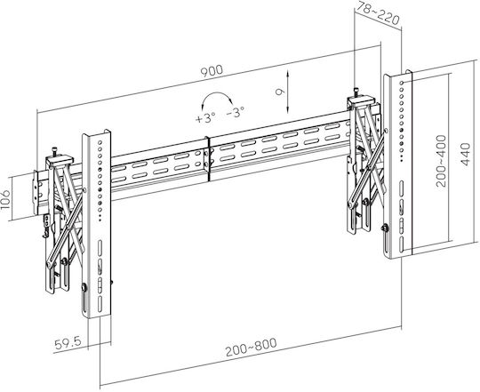 Sbox LVW02-48T Βάση Τηλεόρασης Τοίχου έως 70" Μαύρο