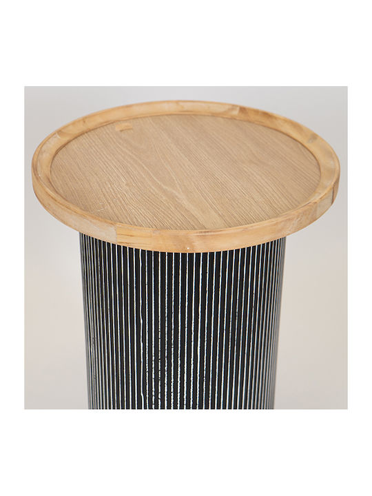Rundes Beistelltisch Aus Holz Natürliche Farbe Schwarz M35xB35xH51cm