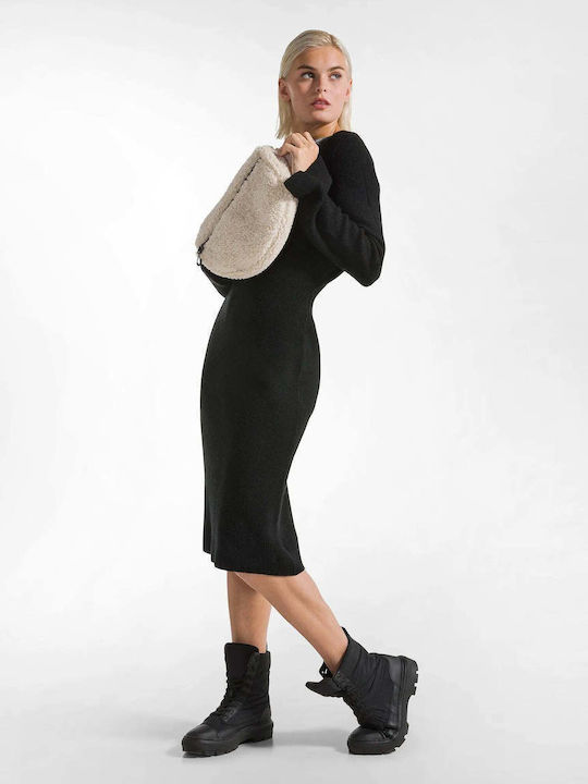 Rochie Midi Tricotată Neagră