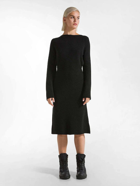Rochie Midi Tricotată Neagră