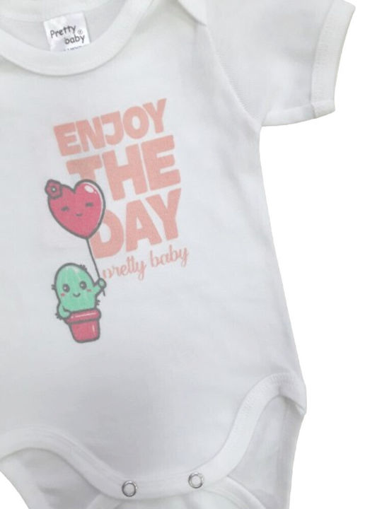 Pretty Baby Baby Bodysuit Underwear Short-Sleeved Enjoy the Day White