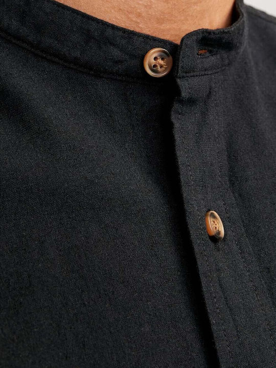 Long-sleeved Linen Shirt Black