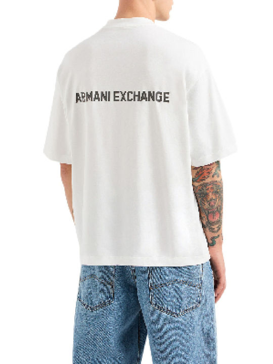 Armani Exchange T-shirt Bărbătesc cu Mânecă Scurtă Alb