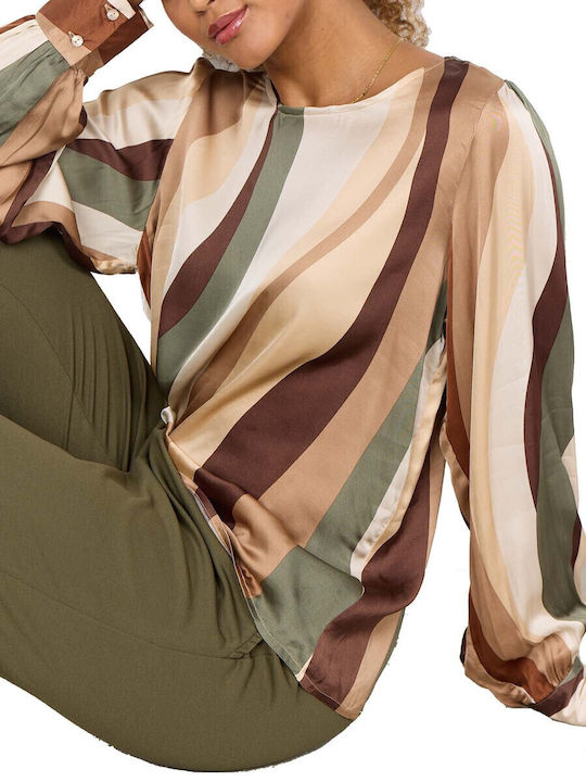 Women's Blouse Satin Green