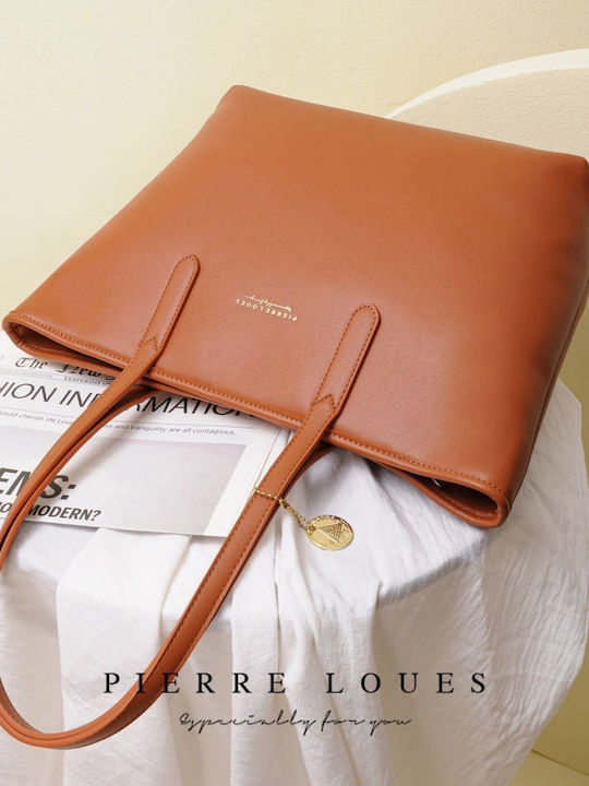 Γυναικεία Shopper Τσάντα από Συνθετικό Δέρμα Καφέ