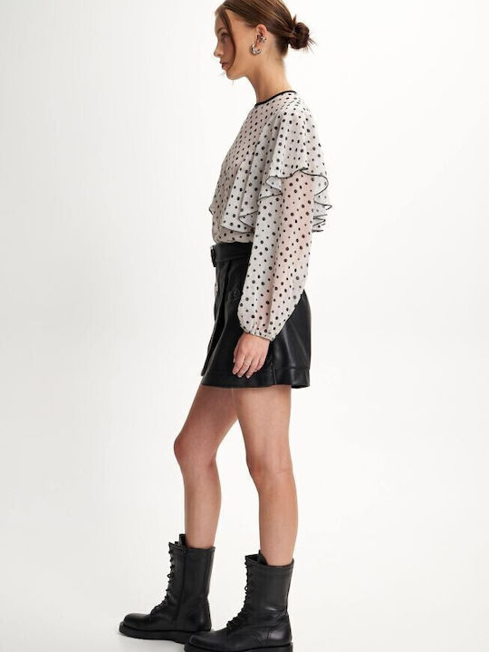 Damen Bluse Polka Dot Off White