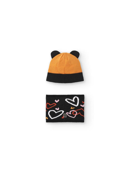 Tuc Tuc Kids Beanie Set with Scarf Knitted Black