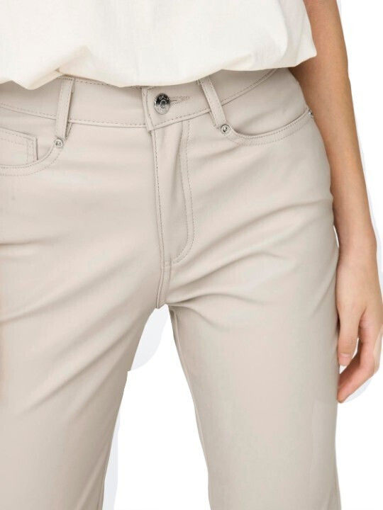 Only Women's Leather Trousers Silver Lining