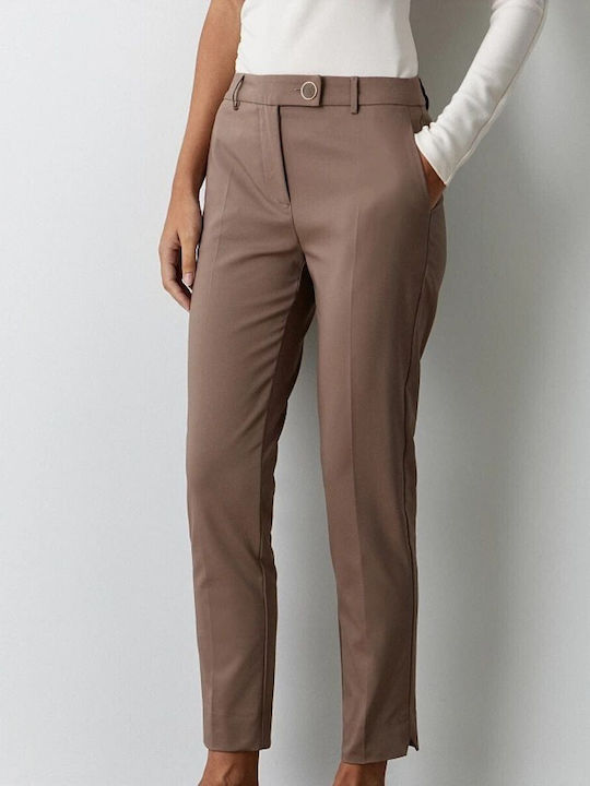 BSB Women's High-waisted Cotton Trousers in Regular Fit Cigar