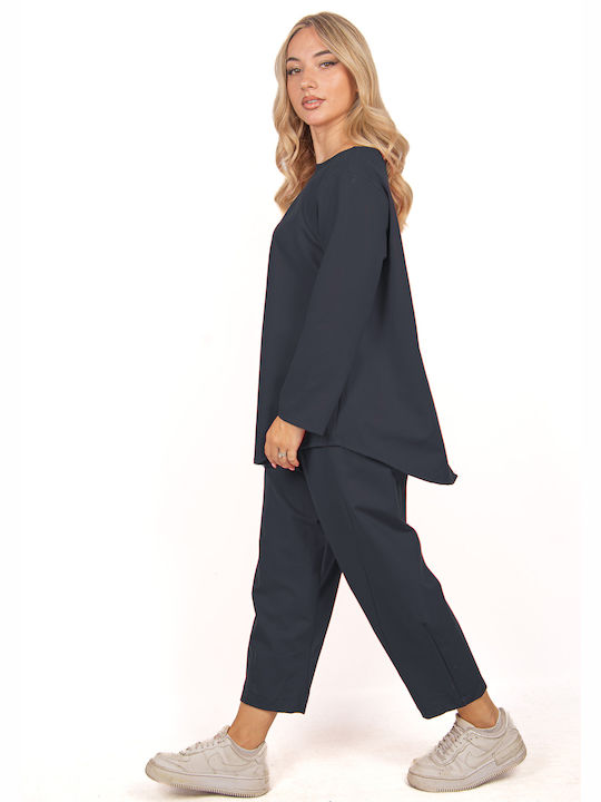 Ellen Women's Blue Set with Trousers in Carrot Fit