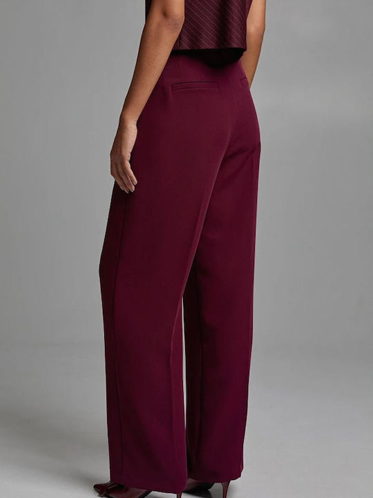 BSB Women's High-waisted Crepe Trousers in Regular Fit BORDO