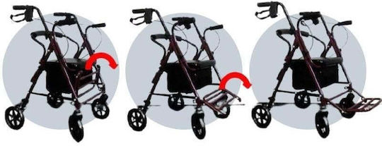 MDH Foldable Aluminum Walker with Wheels Red