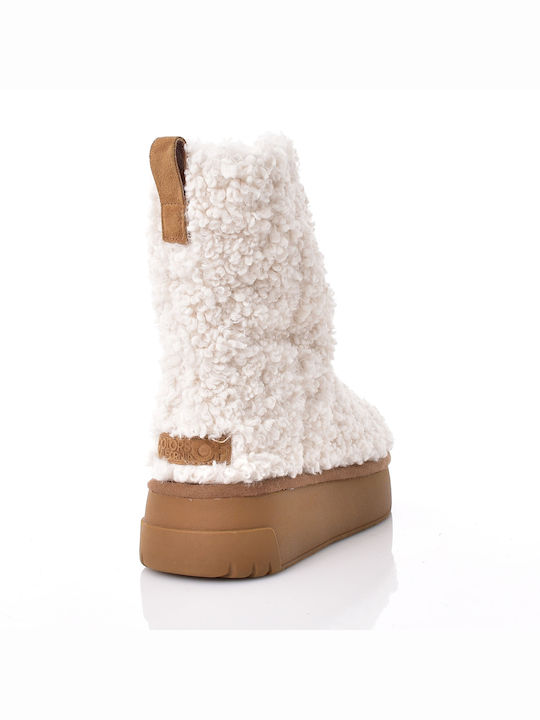 Women's Ankle Boots with Fur White