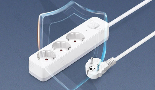 Aigostar Power Strip with Surge Protection 3 Positions with Switch and Cable 3m Gray