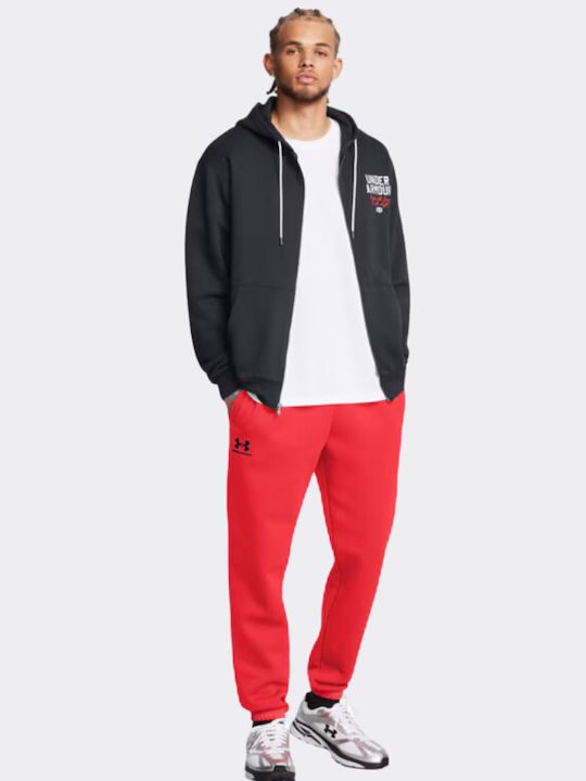 Under Armour Men's Fleece Sweatpants with Rubber red