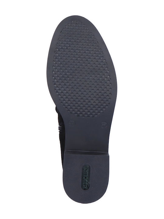 Leder Damenstiefel mit Pelz Schwarz